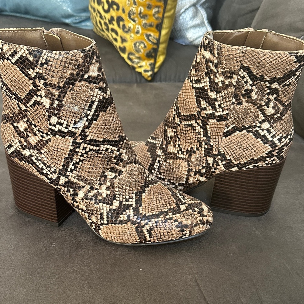 Madden Girl Brown Snakeskin Ankle Booties